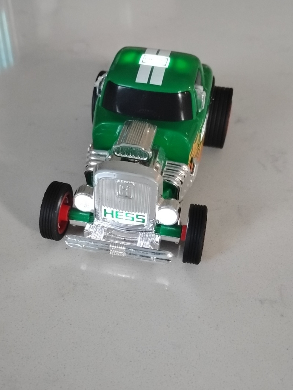 Hess Green Classic Hot Rod Toy Car with Racing Stripes
